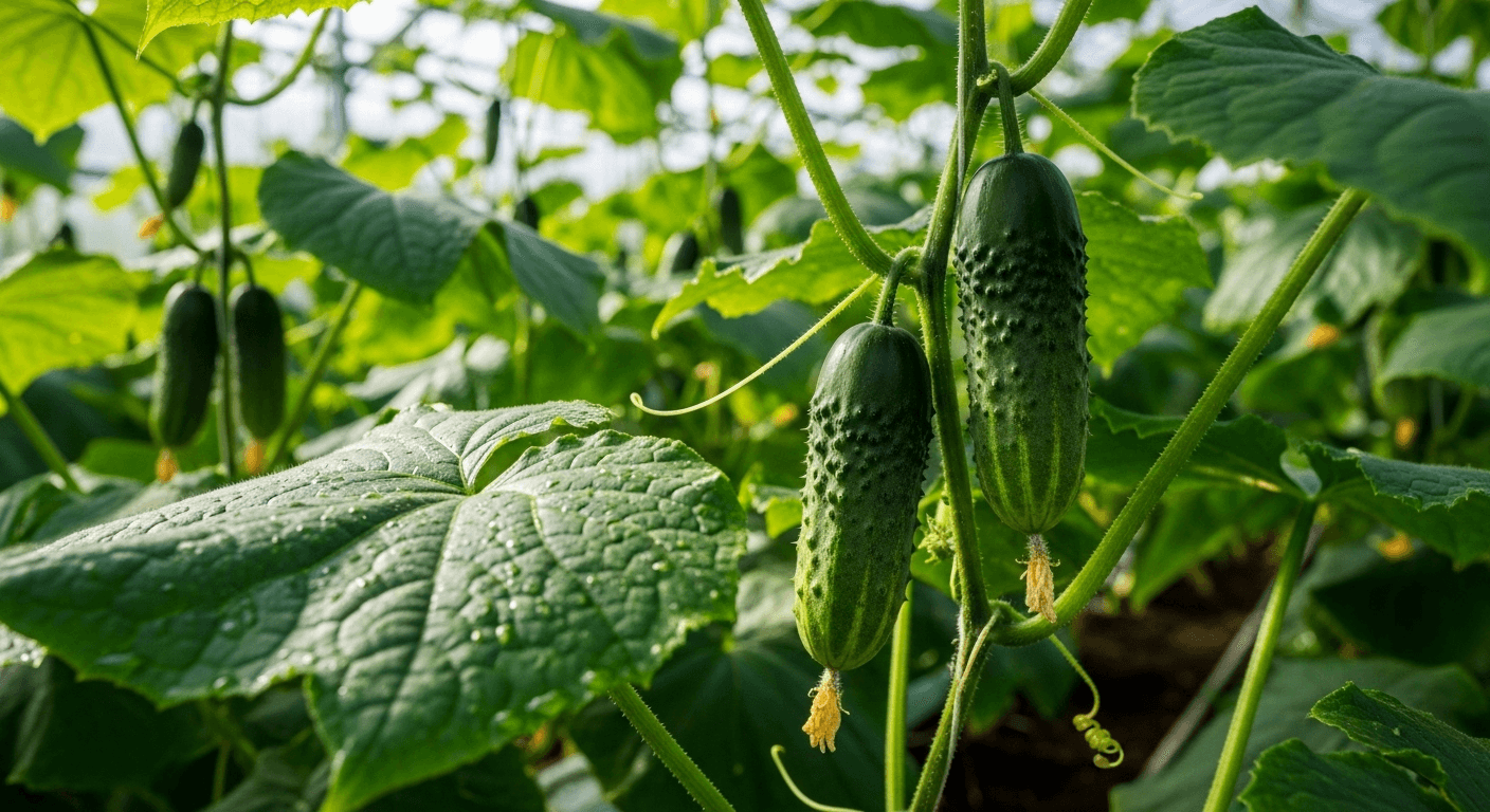 Лучшие сорта огурцов для теплицы на фото: здоровые растения и свежие плоды.