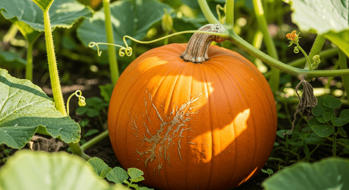 Крупная тыква на грядке для выращивания тыквы