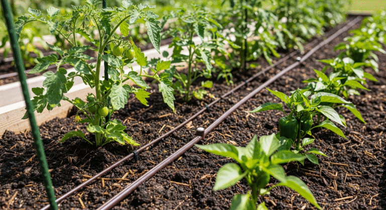 Система капельного полива овощей на грядках