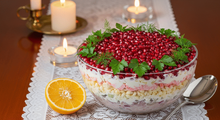 Гранатовый браслет — праздничный салат с гранатовыми зернами и свежими ингредиентами